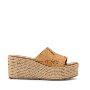 Scarpe Donna 1A Classe Alviero Martini Ciabatta con Zeppa in Canvas Geo Classic con Zeppa 0201 Free Shipping Eastbay