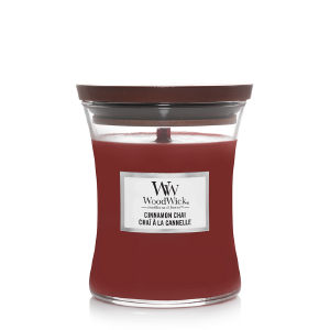 WoodWick Geurkaars Medium Cinnamon Chai - 11 cm / ø 10 cm - Geurkaars in Glas - Houten Lont Outlet Factory Outlet