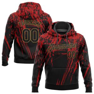 Custom Stitched Red Black-Old Gold 3D Pattern Design Sports Pullover Sweatshirt Hoodie Online Online Free Shipping