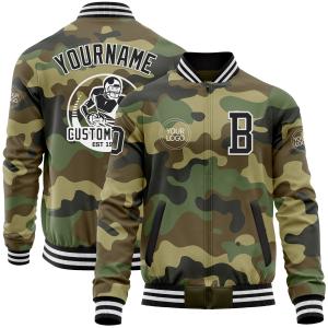 Custom Camo Black-White Bomber Varsity Letterman Salute To Service Zipper Jacket Clearance Online Amazon