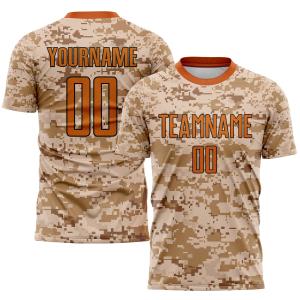Custom Camo Texas Orange-Brown Sublimation Salute To Service Soccer Uniform Jersey Clearance Pictures