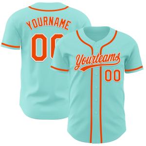 Custom Ice Blue Orange-White Authentic Baseball Jersey Enjoy Online