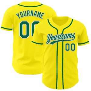 Custom Light Yellow Kelly Green-White Authentic Baseball Jersey Cheap Sale Explore
