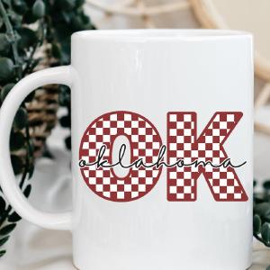 Oklahoma Checkered Ceramic Mug Huge Surprise For Sale