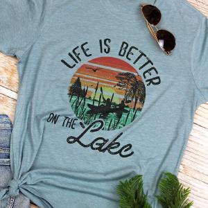 Life Is Better On The Lake Poly/Cotton Tee Free Shipping Big Sale