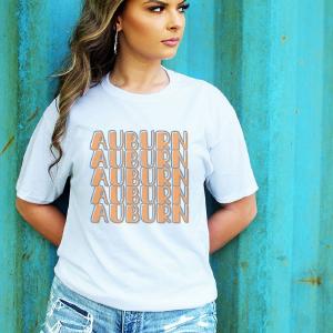 Distressed Stacked Auburn Dri-Power 50/50 Tee Big Discount Online