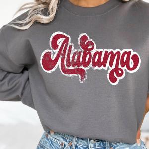 Distressed Alabama Script Heavy-weight Crew Sweatshirt Buy Cheap 2025 Unisex