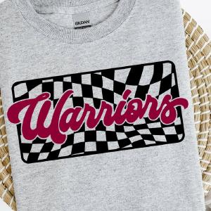 Checkered Warriors Maroon Sleeve Relaxed Fit T-Shirt Free Shipping For Sale