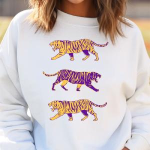 Stacked Purple Tigers Unisex NuBlend Crew Sweatshirt Buy Cheap Free Shipping