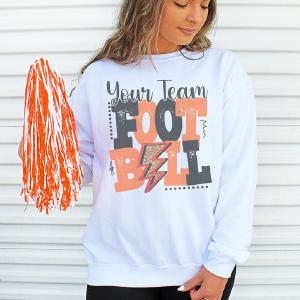 Team Name Football Orange & Black Unisex NuBlend Crew Sweatshirt Cheap For Nice