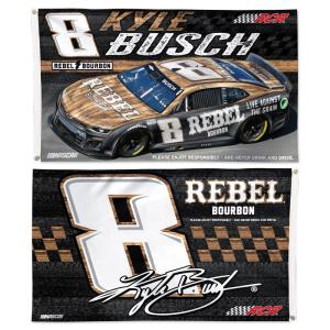 Kyle Busch 2025 Rebel Bourbon Two-Sided NASCAR 3x5 Flag Cheap View