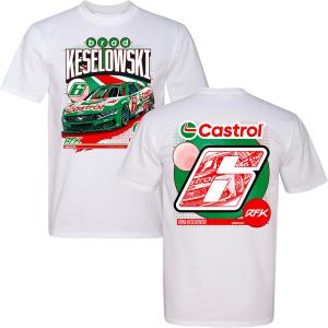 Brad Keselowski 2025 Castrol White 2-Spot Car T-Shirt Buy Cheap Footlocker Pictures