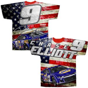 Chase Elliott NAPA Sublimated Patriotic Total Print T-Shirt Huge Surprise For Sale