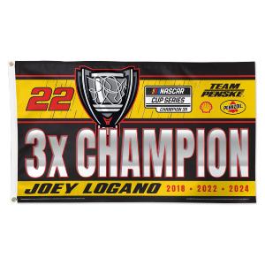 Joey Logano NASCAR 3X Champion On-Track Victory 3x5 Flag - Sale Authentic Online