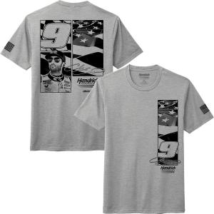 Chase Elliott 2025 Monochrome Flag 3-Spot T-Shirt Gray Sale Real