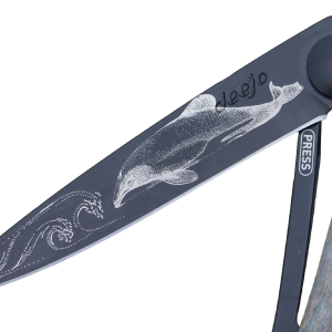 Deejo Black 37g Knife with Blue Beech Wood Handle - Hector Dolphin Clearance Clearance Store
