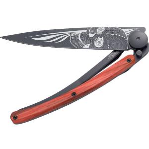 Deejo Black 37g Knife with Red Beech Wood Handle, Latino Skull Discount Fast Delivery