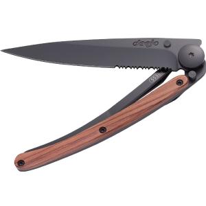 Deejo Serrated Black 37g Knife with Coral Handle Discount Manchester