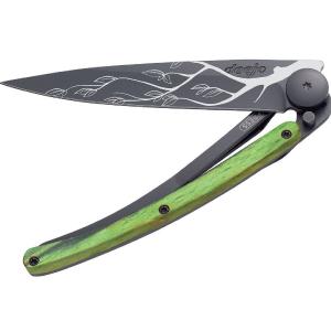 Deejo Black 37g Knife with Green Beech Wood Handle, Tree Buy Authentic Online
