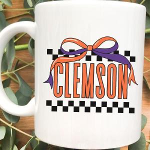 Bow Clemson Check Ceramic Mug Outlet Locations Sale Online