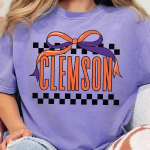 Bow Clemson Check Comfort Colors Adult Ring-Spun Cotton Tee Geniue Stockist Cheap Pice
