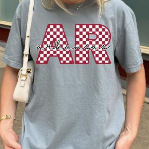 Arkansas Checkered Comfort Colors Adult Ring-Spun Cotton Tee Genuine Sale Online
