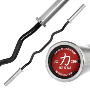 Riot EZ Curl Bar, 12kg - Black Shaft Geniue Stockist For Sale