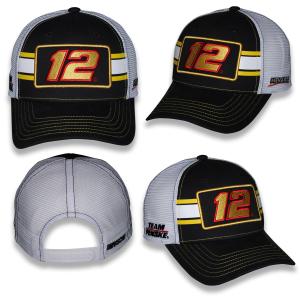 Ryan Blaney 2025 Striped #12 Mesh Hat Black/White Preorder - Currently Projected March Perfect Cheap Online