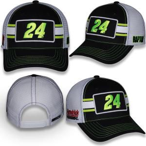 William Byron 2025 Striped #24 Mesh Hat Black/White Preorder - Currently Projected March Buy Cheap Big Discount