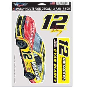 Ryan Blaney 2025 Multi-Use Menards #12 Decal 3-Pack Free Shipping 2025 Unisex
