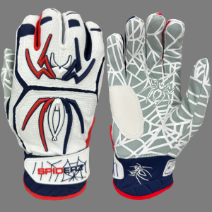 Spiderz HYBRID Batting Gloves - White/Navy Blue/Red Low Pice For Sale