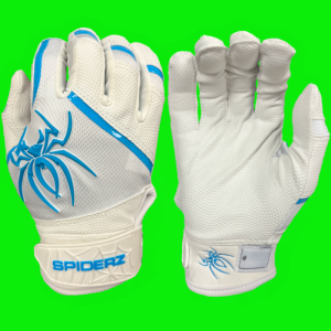 Spiderz PRO Batting Gloves - White/Columbia Blue Order