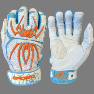 2024 Spiderz ENDITE LTD "Smooth Palm" Batting Gloves - White/Columbia Blue/Orange Online Online Cheap Online