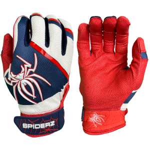 2023 Spiderz PRO Batting Gloves - White/Red/Navy Blue Good Selling Online