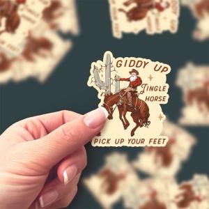 Giddy Up Christmas Cowboy Sticker Sast Cheap Pice