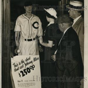 1938 Press Photo Johnny Alle's old Indians baseball shirt in a Cleveland shop Amazon For Sale