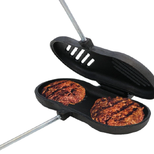 27" L Handle Cast Iron Double Broiler for Outdoor Cooking, Fire Pit, Campfire, Hamburger Burger Griller Clearance Wide Range Of