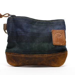 Waxed Canvas Zippered Golf Valuables Field Pouch in Black Watch Tartan Cheap Manchester