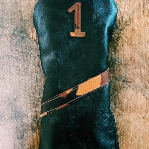 Single Barrel collection leather golf Headcover in  Distressed black / La Perla Azzurra Camo Sale 2025 Newest