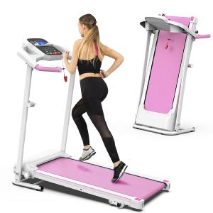 Foldable Treadmill 2.5Hp Electric Folding Treadmill Running Walking Machine For Home Gym, Max 265 Lbs Weight Capacity - Pink / White Outlet The Cheapest