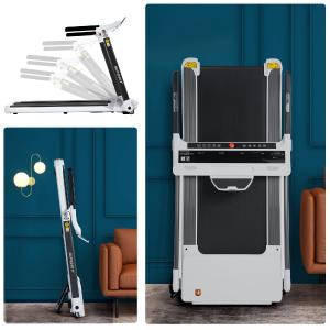 Portable Compact Treadmill, Electric Motorized 3.5Hp, 14Km / H, Medium Running Machine Motorised Gym 330Lbs, Foldable For Home Gym Fitness Workout Jogging Walking, Bluetooth Speaker App Fitime - White Sale Great Deals