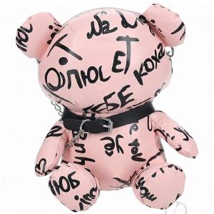 Sli Bear Bag Pleather Writing Pink Supply Cheap Pice