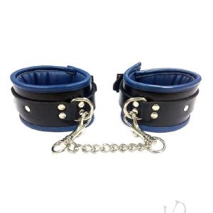 Padded Leather Wrist Cuffs Blk/blu Free Shipping Nicekicks