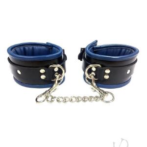 Padded Leather Ankle Cuffs Blk/blu Discount Looking For