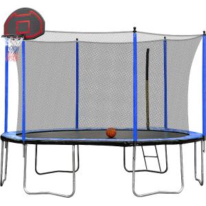 15Ft Trampoline With Basketball Hoop Inflator And Ladder (Inner Safety Enclosure) Low Pice For Sale