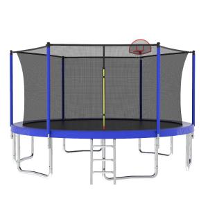 14Ft For Kids Children With Safety Enclosure Net Outdoor Backyards Large Recreational Trampoline - Blue Sale Sast