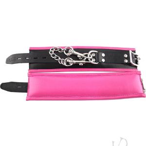 Rouge Black and Pink Padded Leather Adjustable Wrist Cuffs Free Shipping Genuine