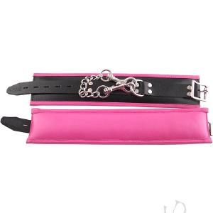 Rouge Black and Pink Padded Leather Adjustable Ankle Cuffs Shop For Sale