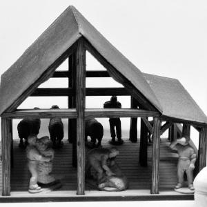 (100RBM023) Shearing shed, 4 shearers, 3 wool bales,flock of 5 sheep Cheap Sale Huge Surprise