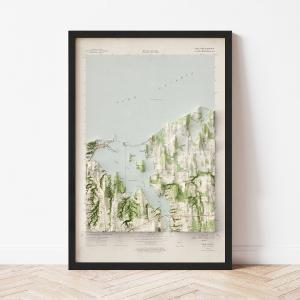 Sodus Bay, NY Relief Map (1953 Reproduction) Free Shipping Fast Delivery